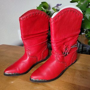 Vintage women's red studded Zodiac  western boots
